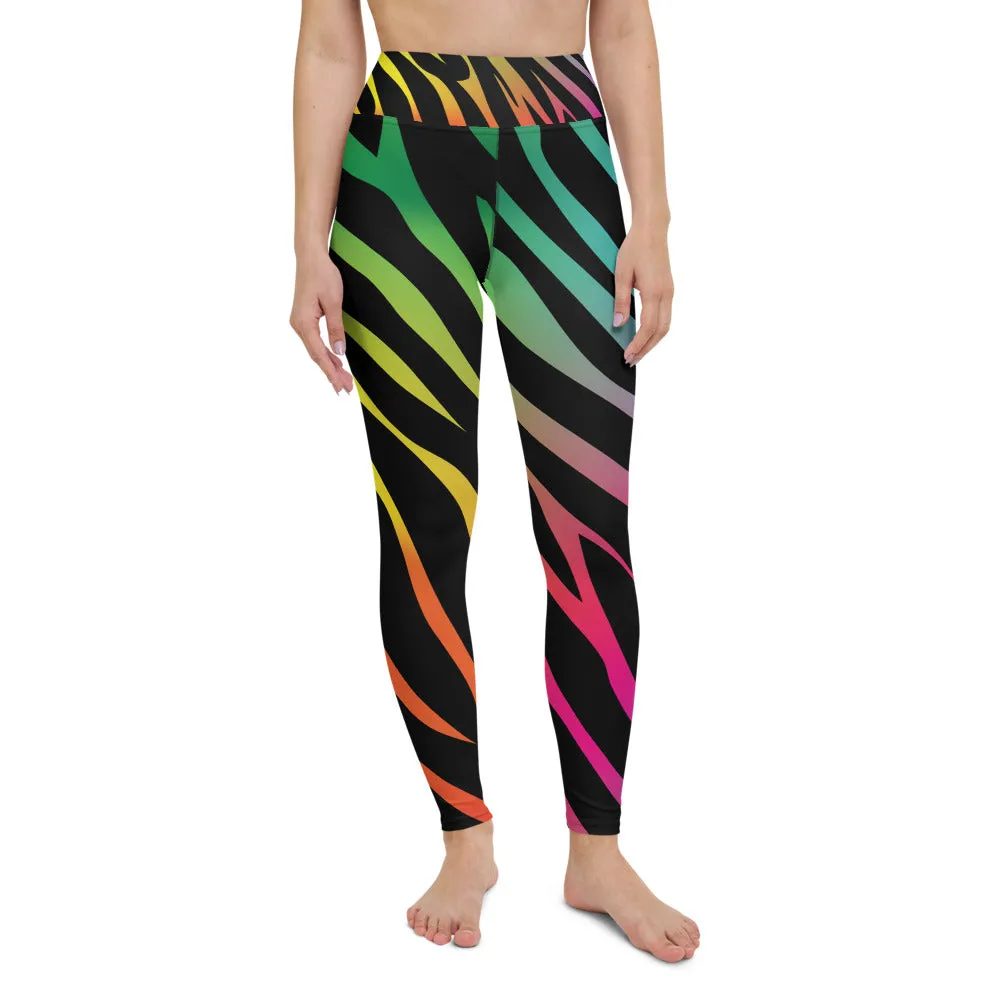 Women's Rainbow Zebra Yoga Leggings