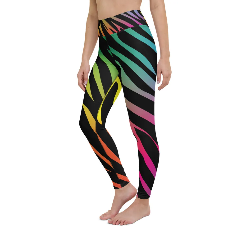 Women's Rainbow Zebra Yoga Leggings
