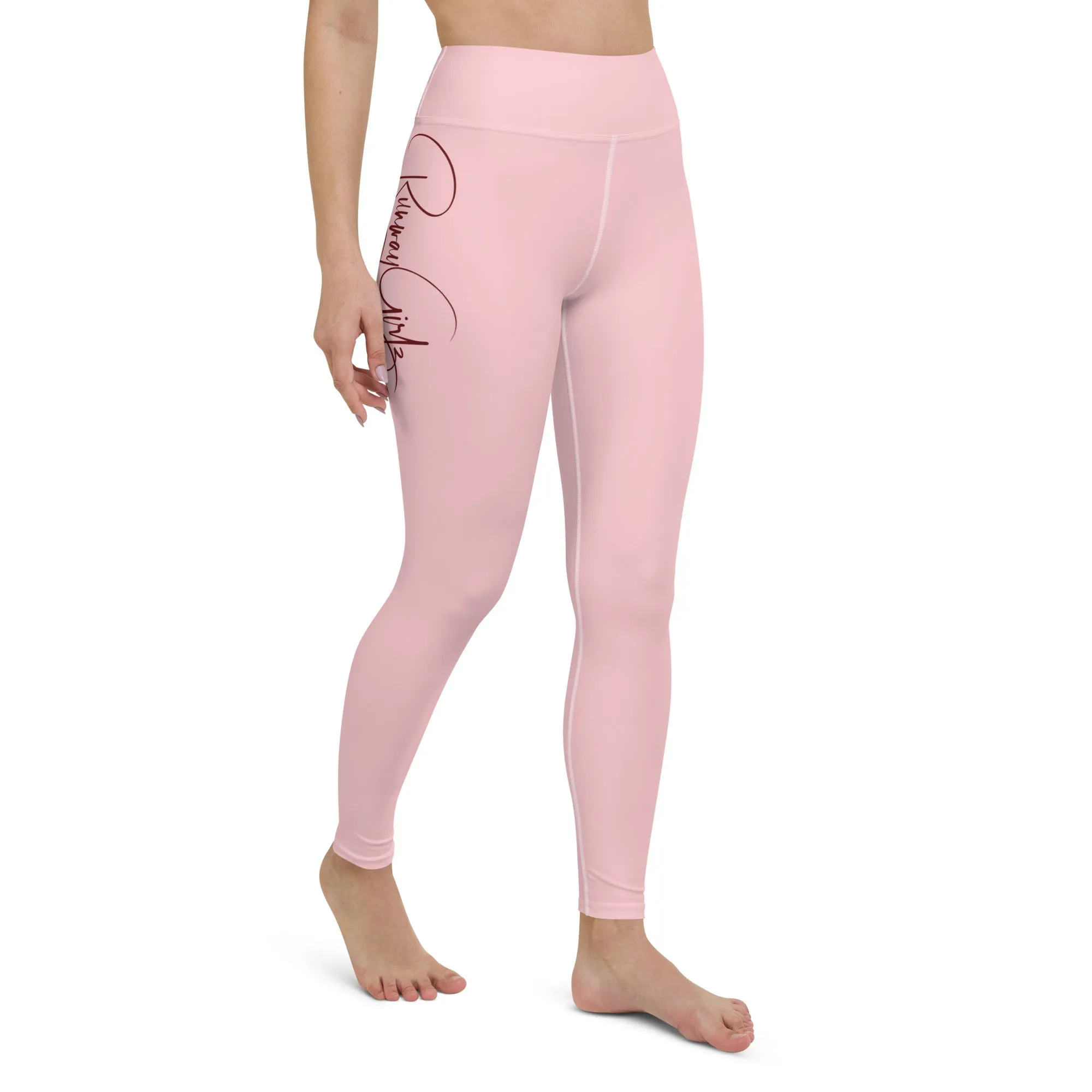 Women's Runway Girlz Yoga Leggings (Pink/Maroon)