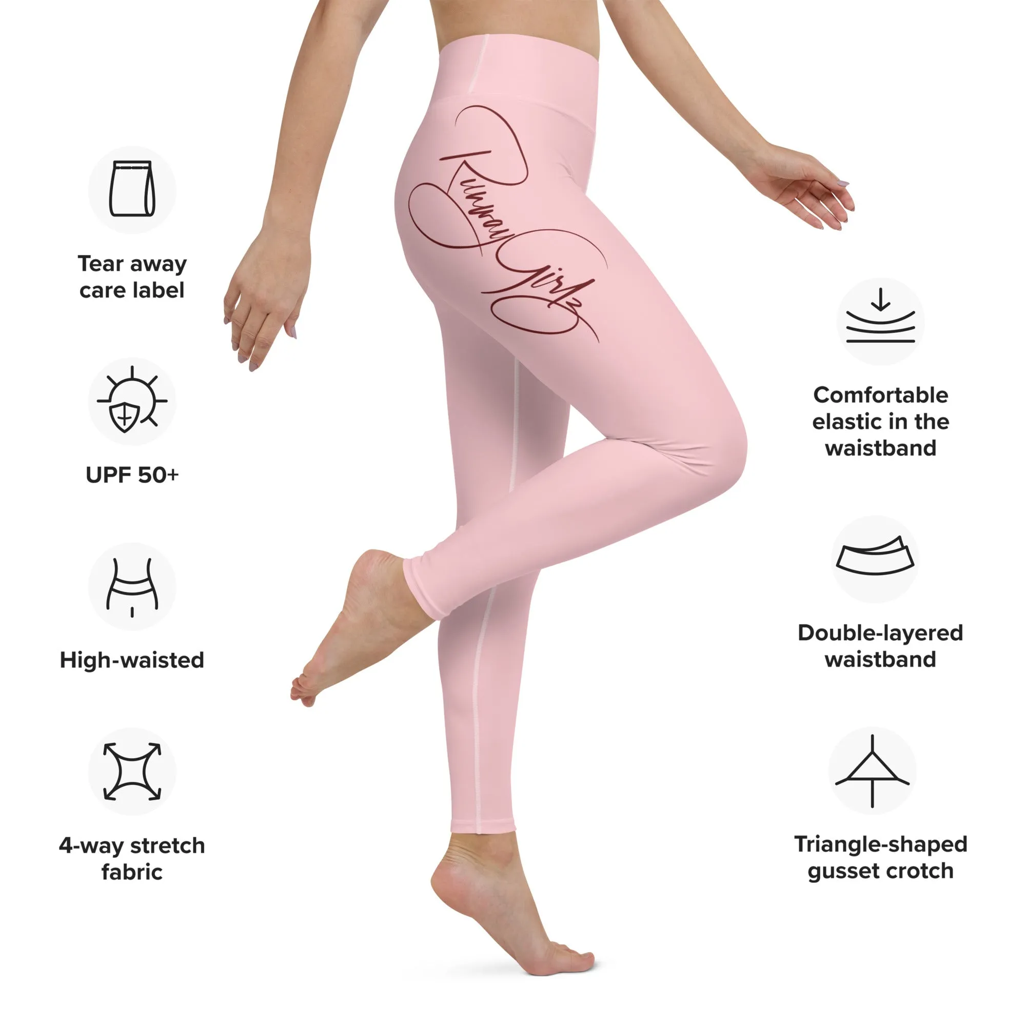 Women's Runway Girlz Yoga Leggings (Pink/Maroon)