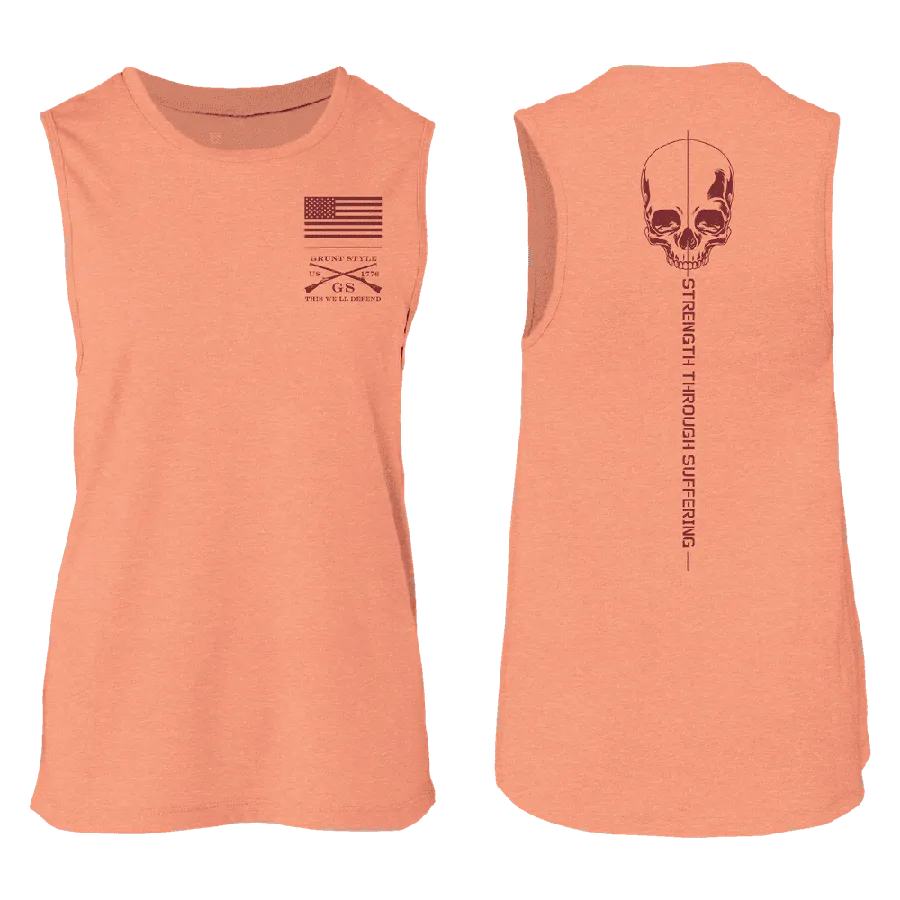 Women's Strength Through Suffering Everyday Tank - Heather Sunset