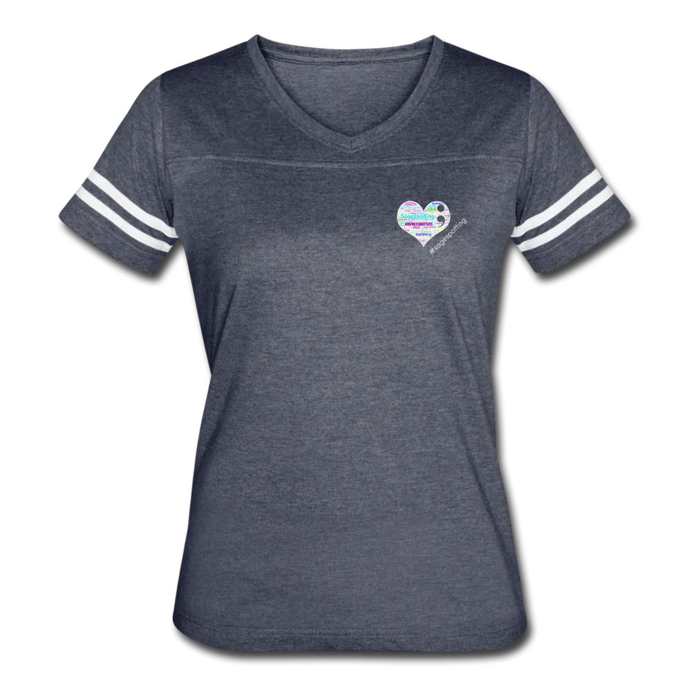 Women’s V-Neck Baseball T-Shirt - Pocket WordCloud/Classic SCF Logo