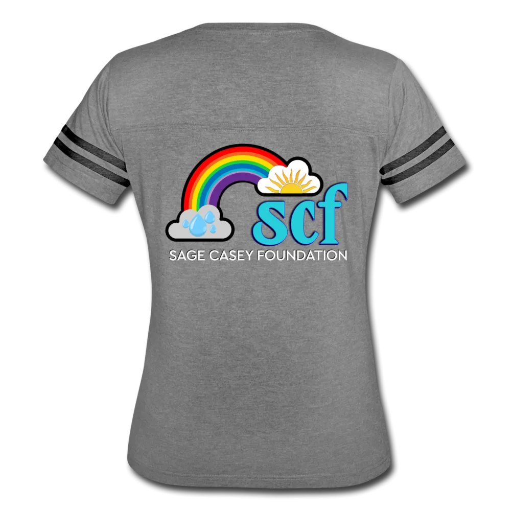 Women’s V-Neck Baseball T-Shirt - Pocket WordCloud/Classic SCF Logo