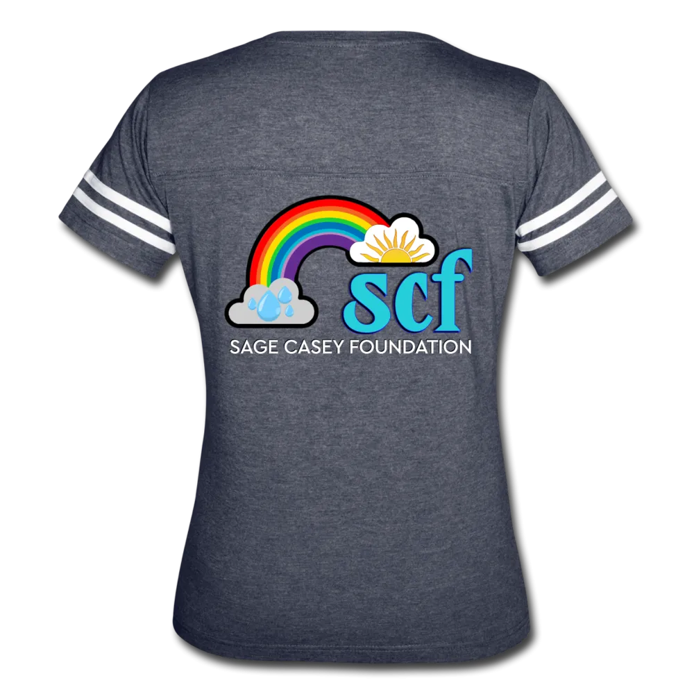 Women’s V-Neck Baseball T-Shirt - Pocket WordCloud/Classic SCF Logo