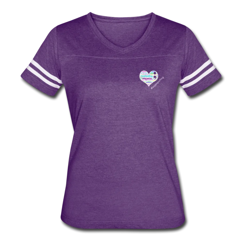 Women’s V-Neck Baseball T-Shirt - Pocket WordCloud/Classic SCF Logo