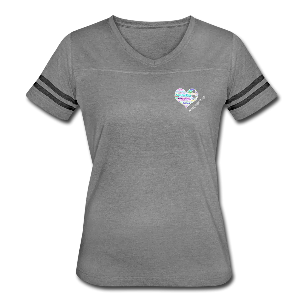 Women’s V-Neck Baseball T-Shirt - Pocket WordCloud/Classic SCF Logo