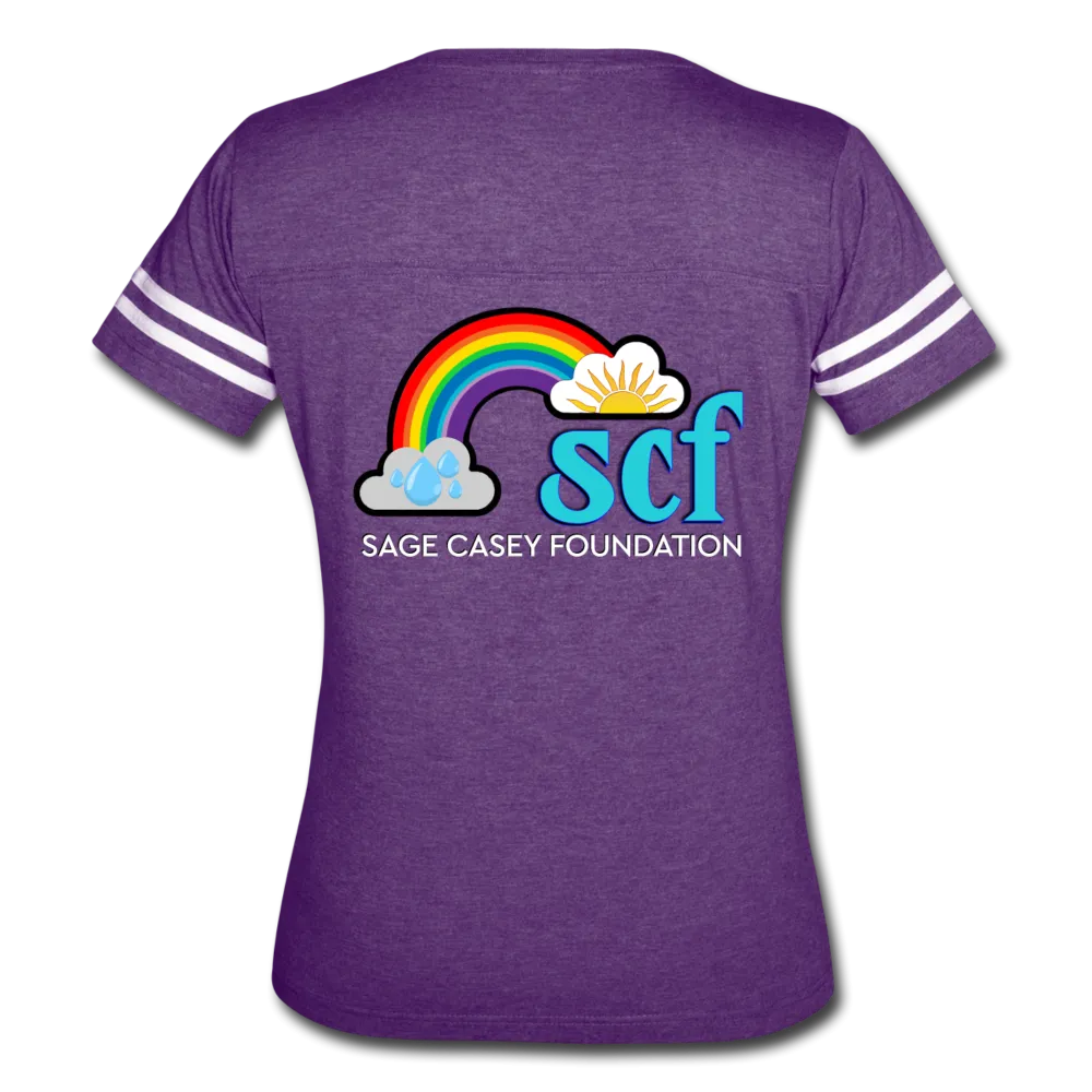 Women’s V-Neck Baseball T-Shirt - Pocket WordCloud/Classic SCF Logo