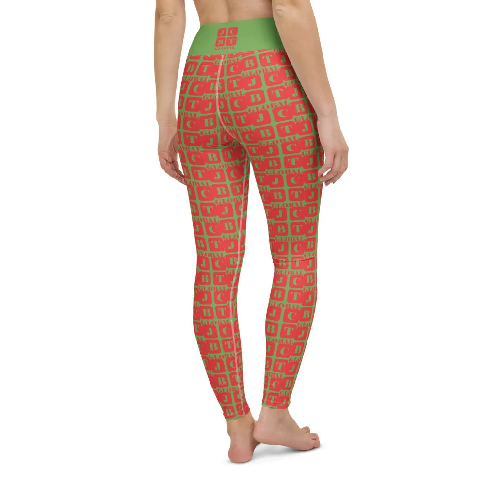 Yoga Leggings "2021-0141 Green (Red Logo)"