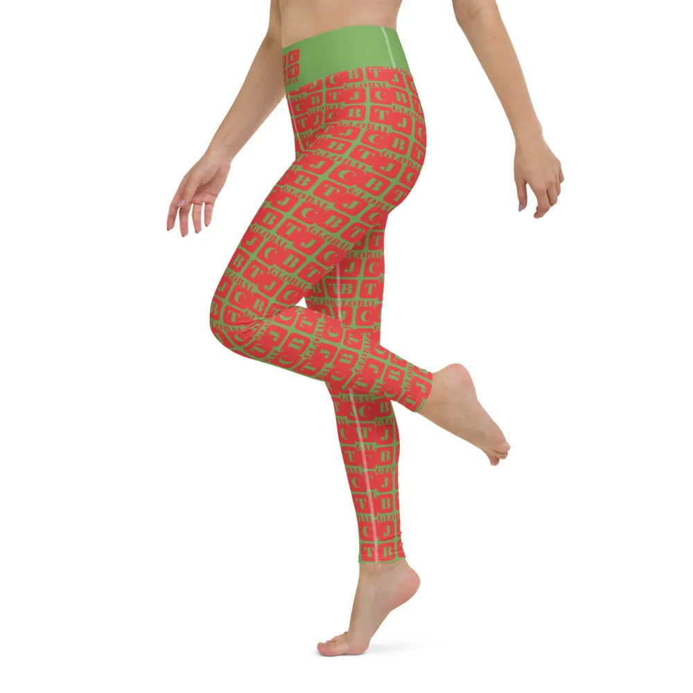 Yoga Leggings "2021-0141 Green (Red Logo)"