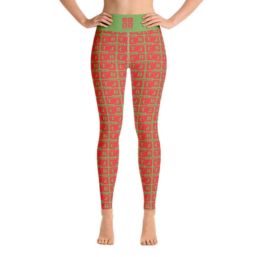 Yoga Leggings "2021-0141 Green (Red Logo)"