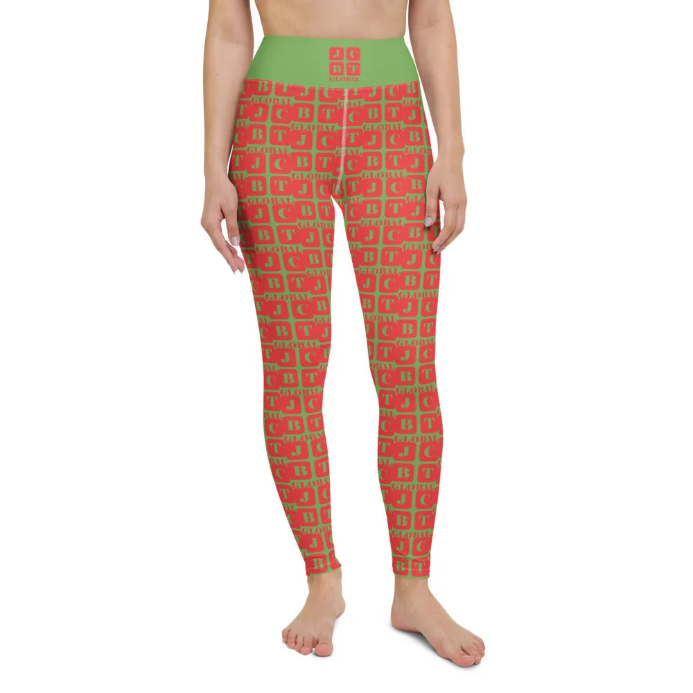 Yoga Leggings "2021-0141 Green (Red Logo)"