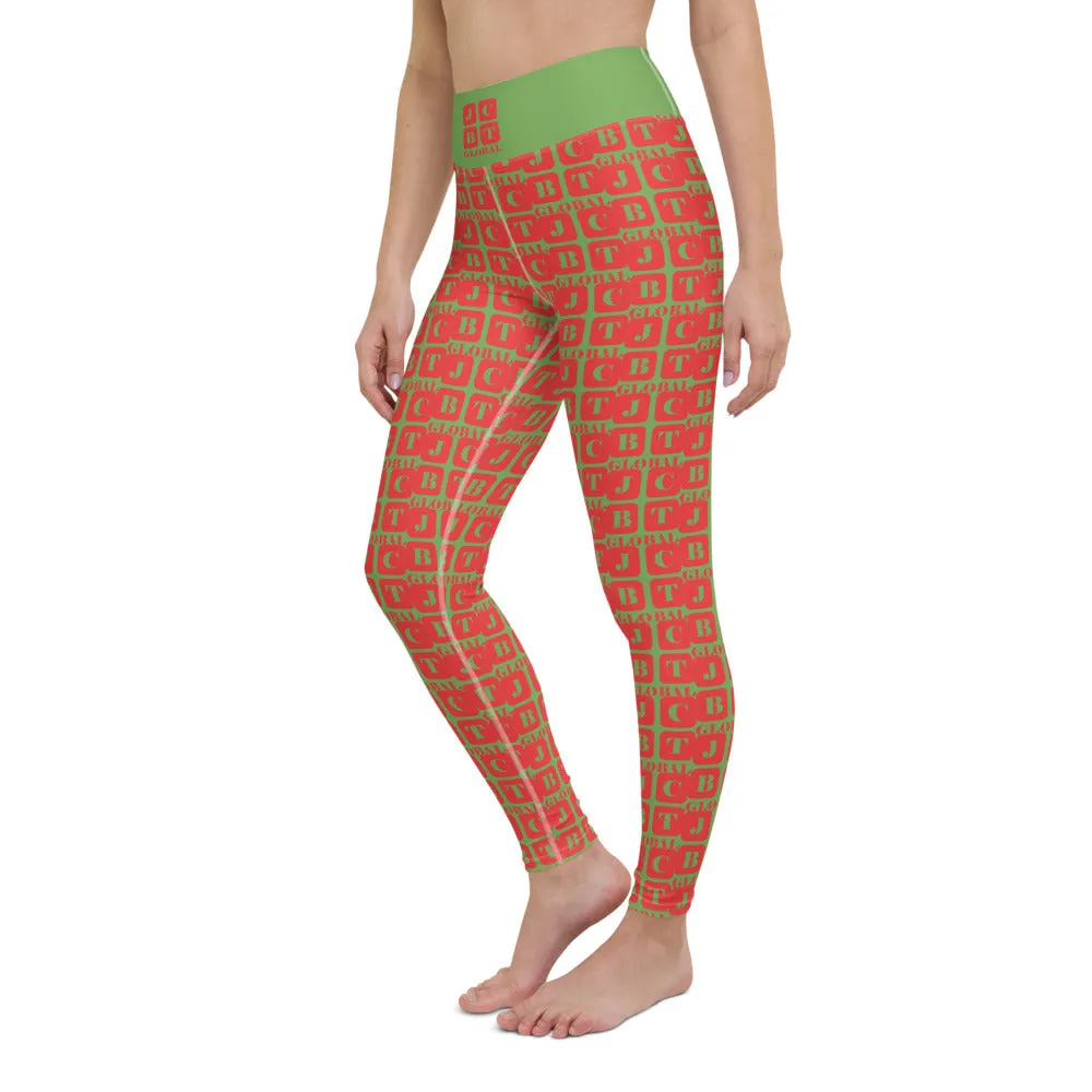 Yoga Leggings "2021-0141 Green (Red Logo)"