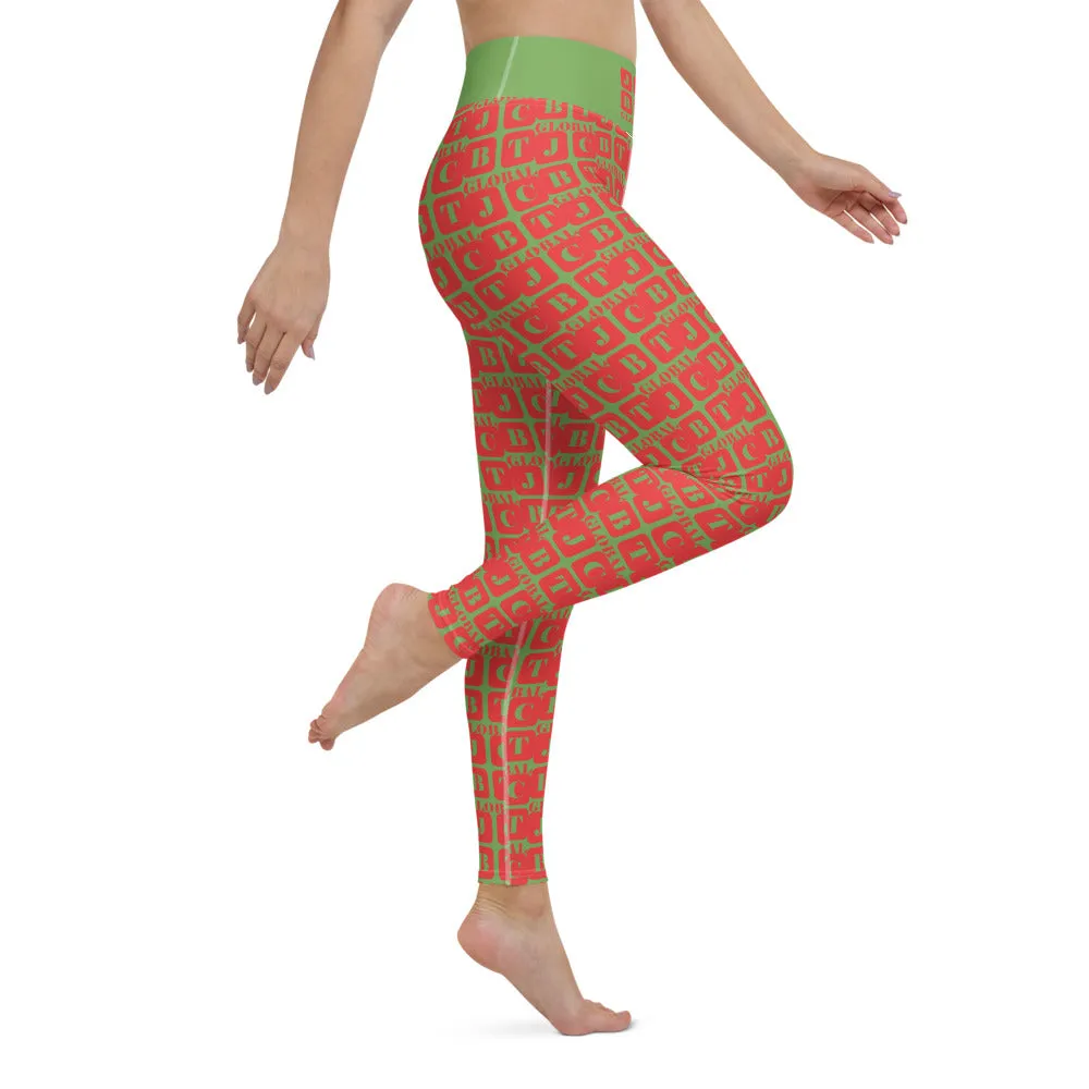 Yoga Leggings "2021-0141 Green (Red Logo)"