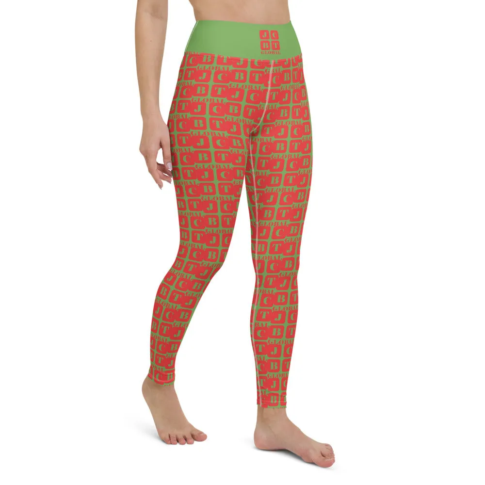 Yoga Leggings "2021-0141 Green (Red Logo)"