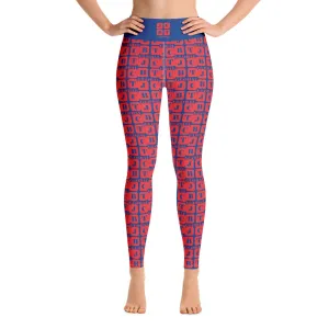 Yoga Leggings "2021-0161 Blue (Red Logo)"