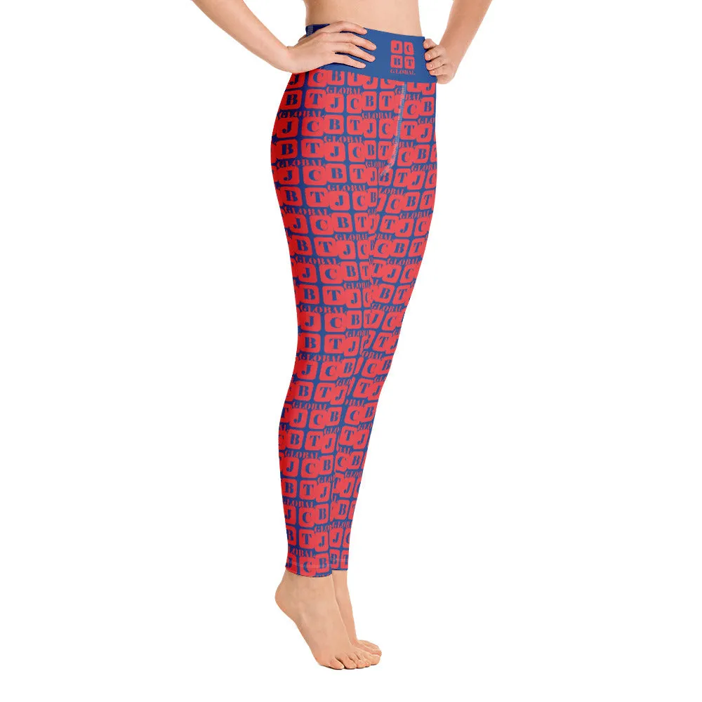 Yoga Leggings "2021-0161 Blue (Red Logo)"