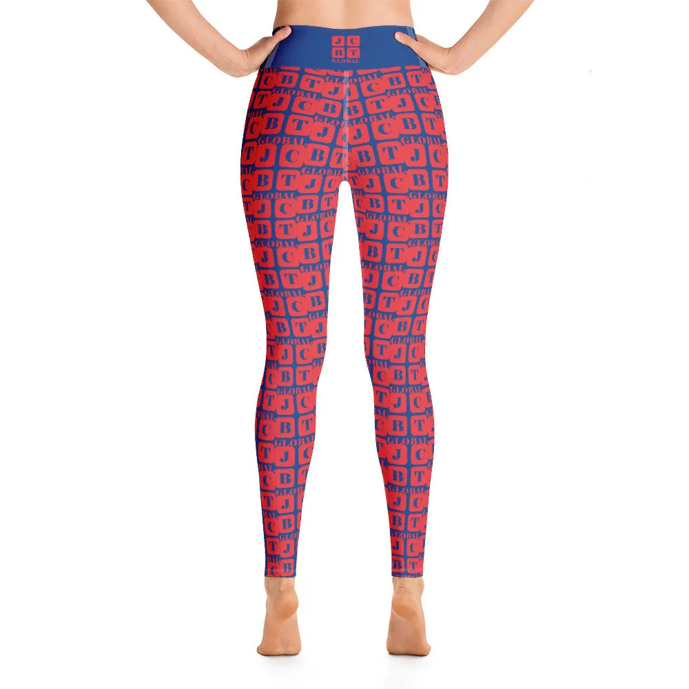 Yoga Leggings "2021-0161 Blue (Red Logo)"