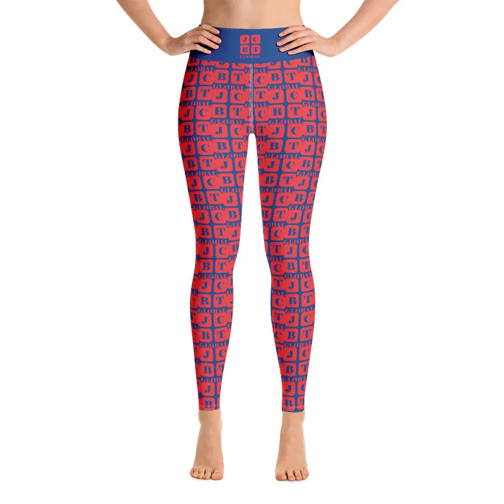 Yoga Leggings "2021-0161 Blue (Red Logo)"